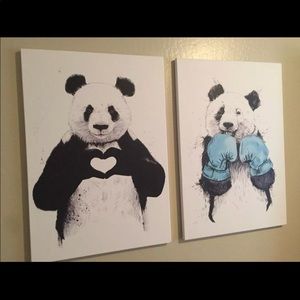 Lover/Fighter Panda art on canvas